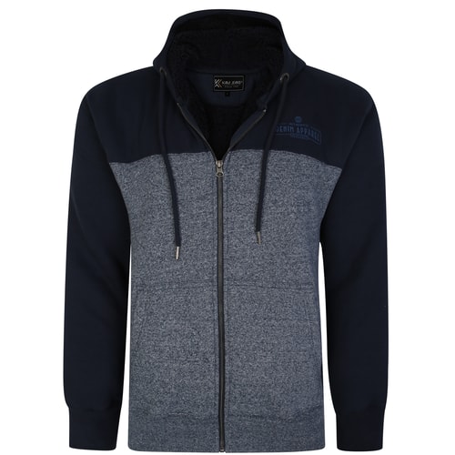 Kam Block Panel Sherpa Lined Hoody Navy